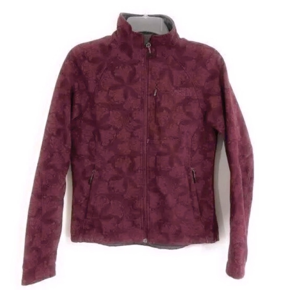 Rare The North Face Maroon Apex Floral Soft Shell Fleece Lined Jacket Coat